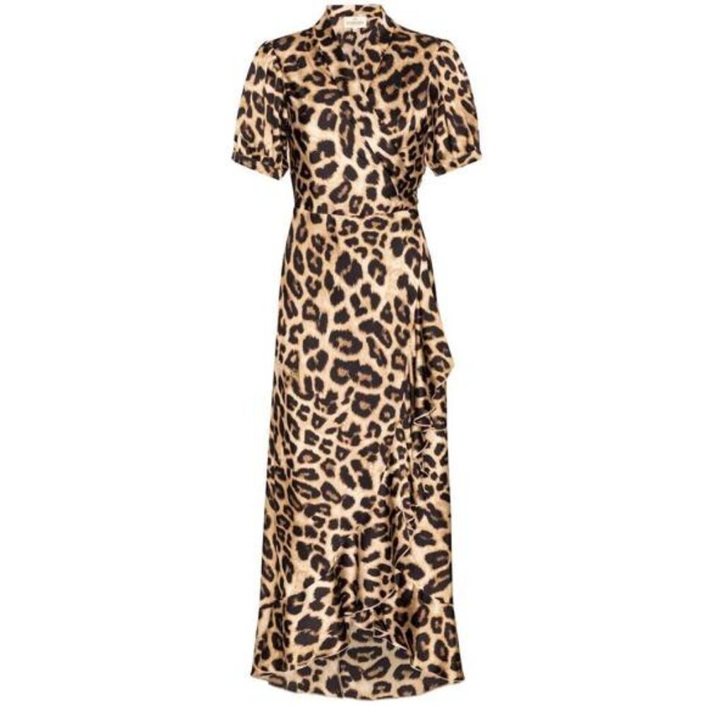 Karmamia Iris Dress Hammered Leopard Wrap Midi NWT - Size S/M